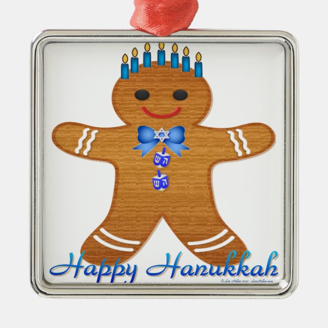Ornamento De Metal Feliz Hanukkah Gingerbread Man Menorah (Frente)