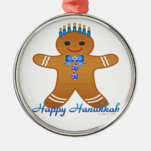 Ornamento De Metal Feliz Hanukkah Gingerpão Homem Menorah