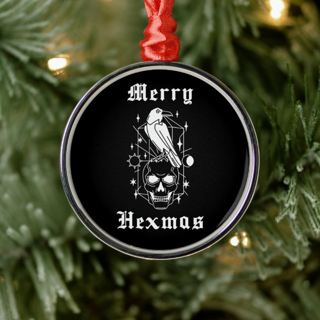 Ornamento De Metal Feliz Hexmas Witch Skull Spooky Ornament (Árvore)
