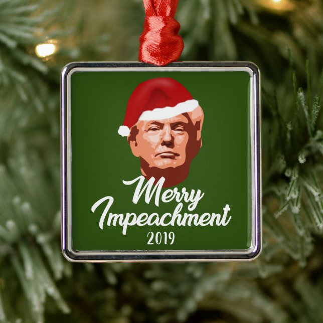 ORNAMENTO DE METAL FELIZ IMPEACHMENT 2019 TRUMP SANTA HAT (Árvore)