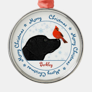 Ornamento De Metal Feliz Natal Black Labrador Cardinho
