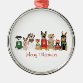 Ornamento De Metal Feliz Natal Cães Vermelhos