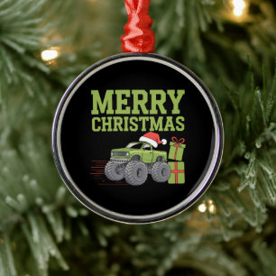 Ornamento De Metal Feliz Natal Caminhão Monstro Meninos Crianças Xmas