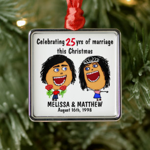 Ornamento De Metal Feliz Natal Cartoon Casamento