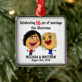 Ornamento De Metal Feliz Natal Cartoon Casamento
