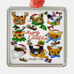 Ornamento De Metal Feliz Natal Cats