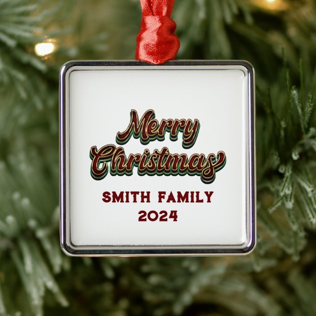 Ornamento De Metal Feliz Natal - Correspondência Familiar (Árvore)