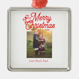 Ornamento De Metal Feliz Natal crianças arcos vermelhas foto elegante