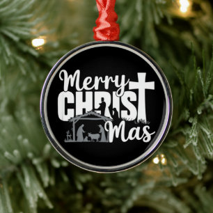 Ornamento De Metal Feliz Natal Cristão Jesus Família