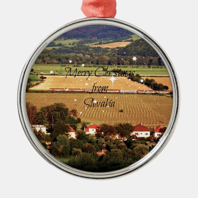 Ornamento De Metal Feliz Natal da Eslováquia (Frente)