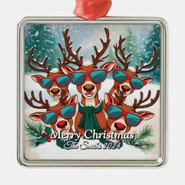 Ornamento De Metal Feliz Natal da família moderna