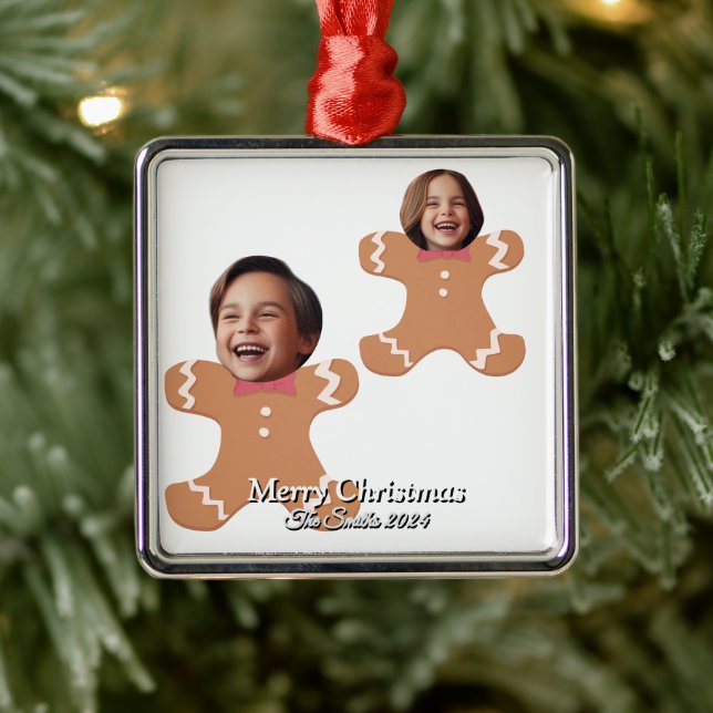 Ornamento De Metal Feliz Natal da família moderna (Árvore)