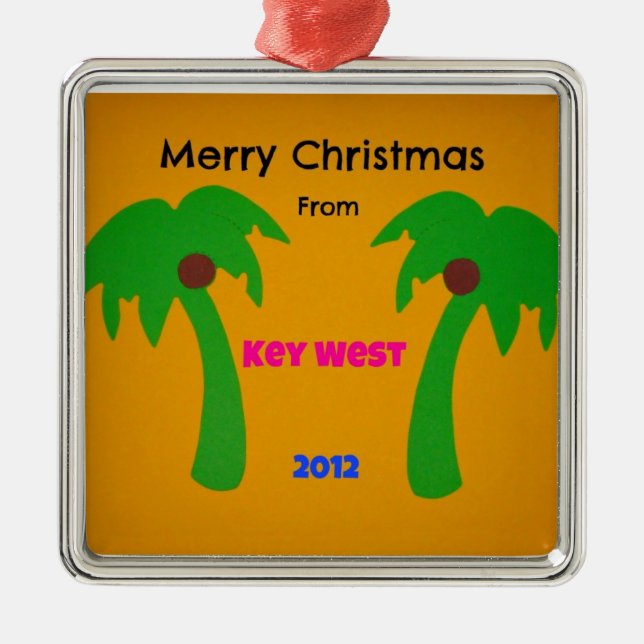 Ornamento De Metal Feliz Natal de Key West 2012 (Frente)