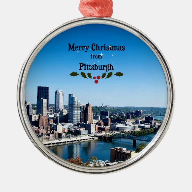 Ornamento De Metal Feliz Natal de Pittsburgh (Frente)