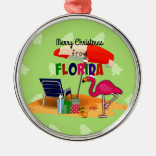 Ornamento De Metal Feliz Natal de Sunny Florida