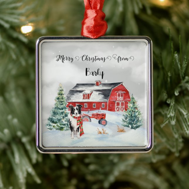Ornamento De Metal Feliz Natal do Nome do Cão (Árvore)