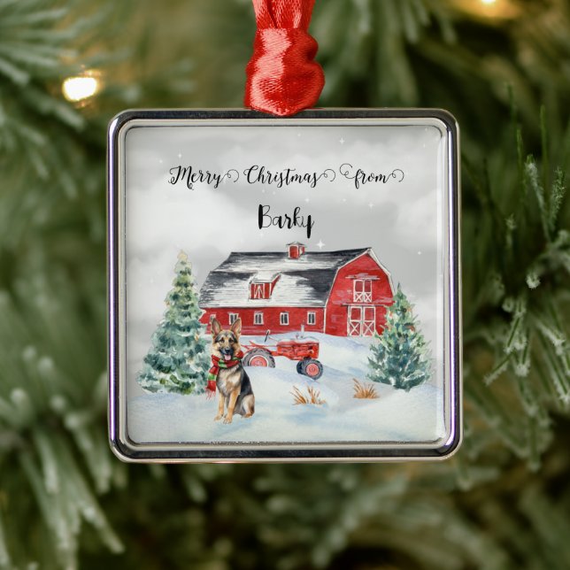 Ornamento De Metal Feliz Natal do Nome do Cão (Árvore)