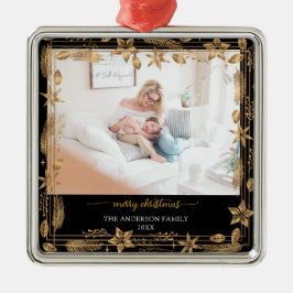 Ornamento De Metal Feliz Natal Dourado Arch Black Elegant Foto