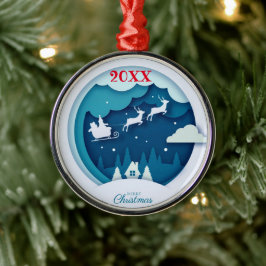 Ornamento De Metal Feliz Natal Família e Primeiro