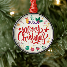 Ornamento De Metal Feliz Natal Família e Primeiro