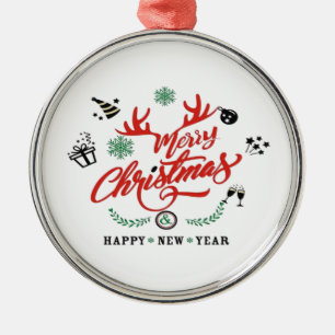 Ornamento De Metal Feliz Natal Feliz Ano Novo
