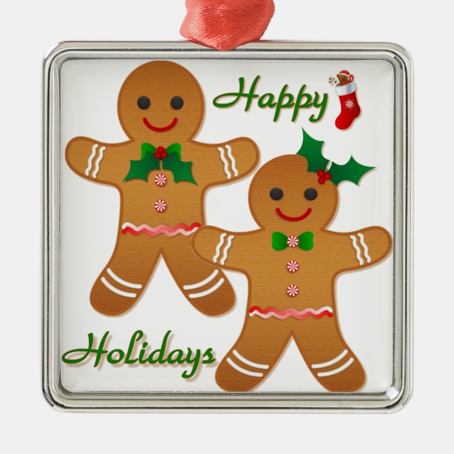 Ornamento De Metal Feliz Natal Gingercake Man Boy (Frente)
