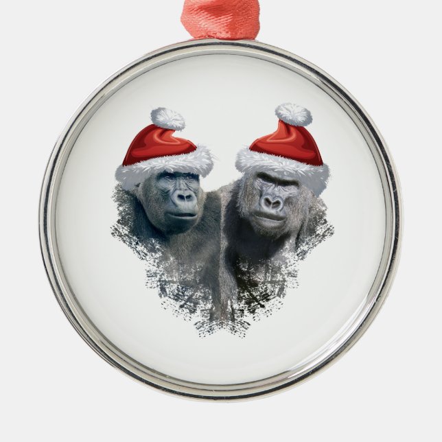 Ornamento De Metal Feliz Natal Gorila (Frente)