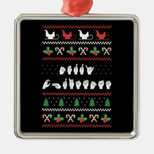 Ornamento De Metal Feliz Natal - Língua de Sinais Americana I