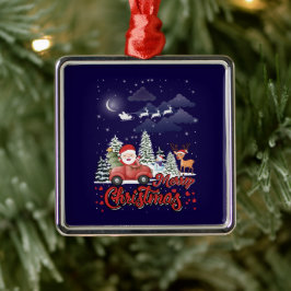 Ornamento De Metal Feliz Natal Papais noeis Vermelhos Presentes de Ca