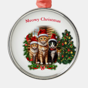Ornamento De Metal Feliz Natal para Gatos