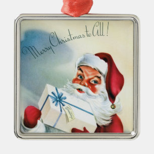 Ornamento De Metal Feliz Natal para Todos (Vintage Papai Noel) 