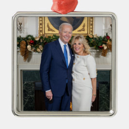 Ornamento De Metal Feliz Natal, Presidente Joe Biden e rua Lady