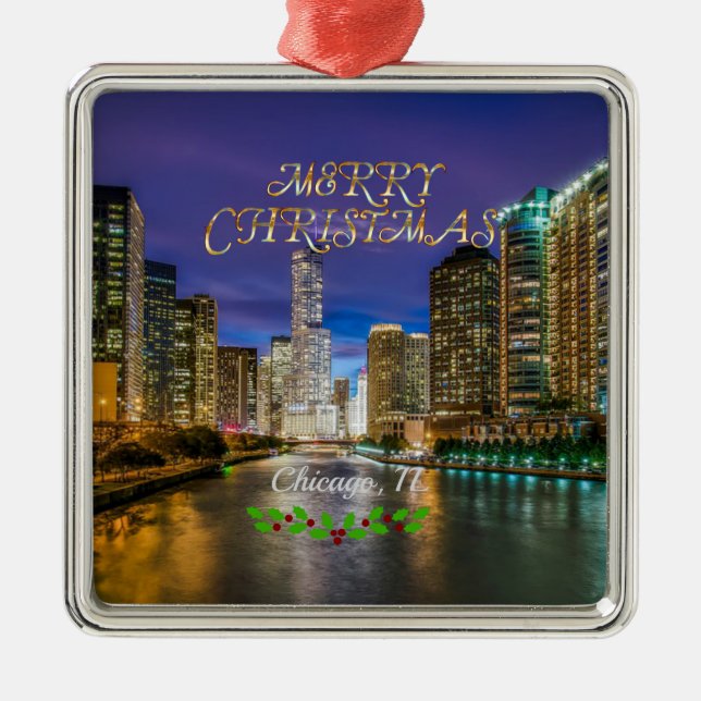 Ornamento De Metal Feliz Natal! Rio Chicago, (Frente)