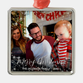 Ornamento De Metal Feliz Natal Whimsical Sparkles Foto de Feriado