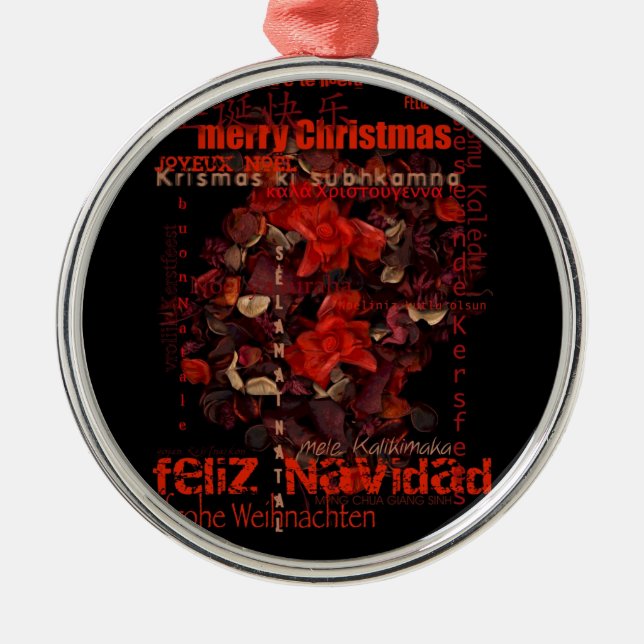 Ornamento De Metal Feliz Navidad Joyeux Noel do Natal Mundial - (Frente)