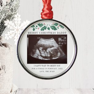 Ornamento De Metal Feliz Pai de Natal Gravidez Ultrasom