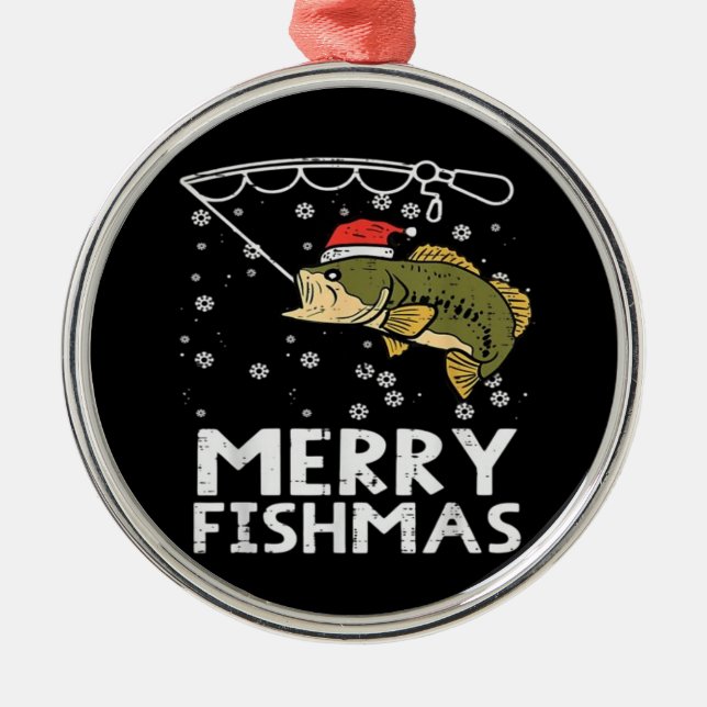Ornamento De Metal Feliz Peixes Xmas (Frente)
