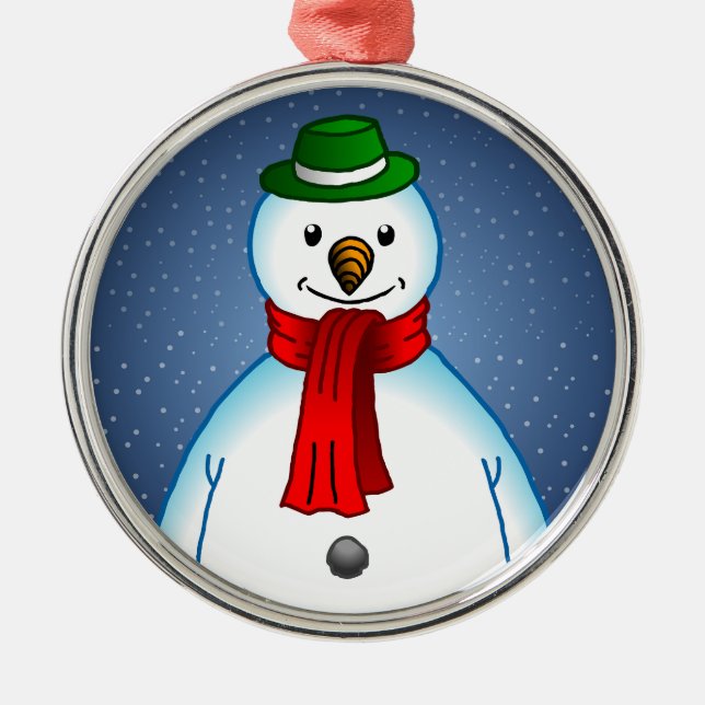 Ornamento De Metal Feliz Snowman (Frente)