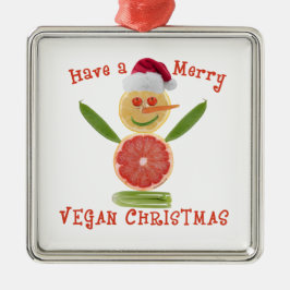 Ornamento De Metal Feliz Vegan Natal