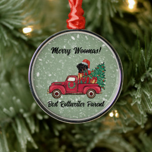 Ornamento De Metal Feliz Woofmas! Melhor Rottweiler Mãe Personalizada