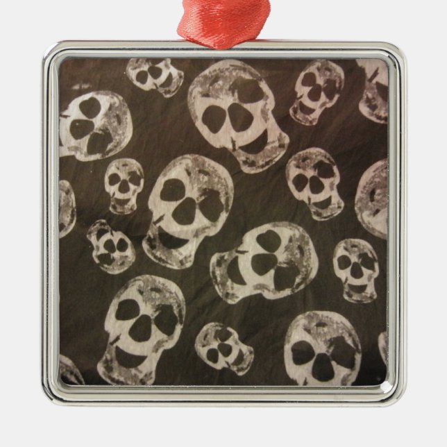 Ornamento De Metal Felizes crânios (Frente)
