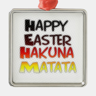 Ornamento De Metal Felz pascoa Abençoado Hakuna Matata Holiday