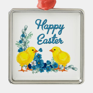 Ornamento De Metal Felz pascoa Com Pintinhos Para Bebês