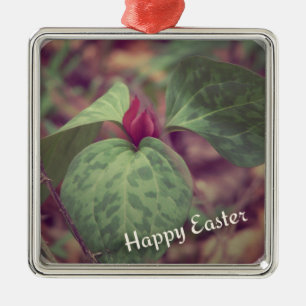 Ornamento De Metal Felz pascoa de flor selvagem