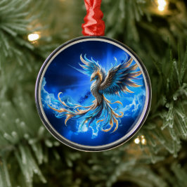 Ornamento De Metal Fênix do Amanhecer Safira 