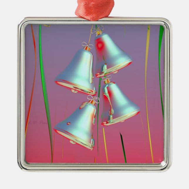 Ornamento De Metal Feriado brilhante Bels de prata (Frente)