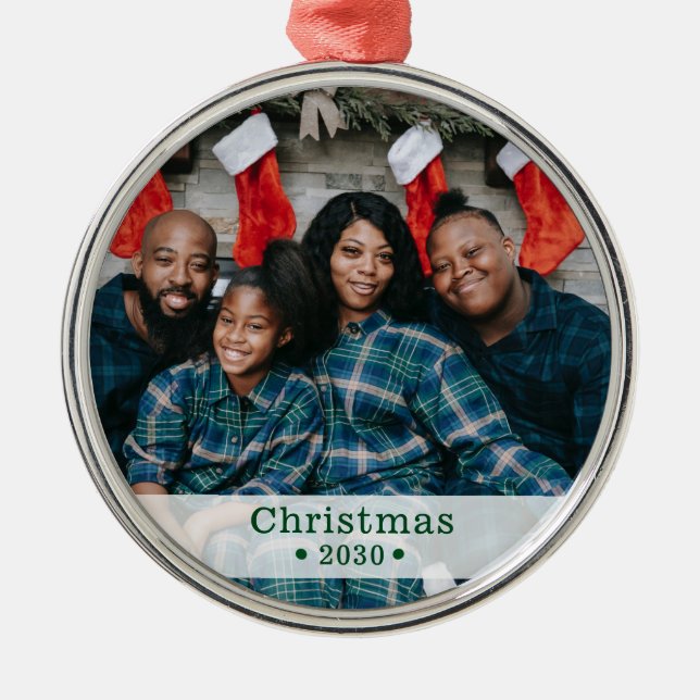 Ornamento De Metal Feriado de Fotografias da Família Personalizada (Frente)