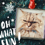 Ornamento De Metal Feriado de Fotos de Pet da Família Chic Moderna de<br><div class="desc">Design é composto por tipografia quic moderna com sans serif e serif font. Adicione uma foto de animais de estimação da família personalizada e um ano.</div>