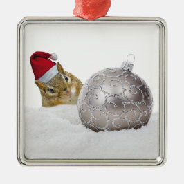 Ornamento De Metal Feriado de Natal em Prata e Neve