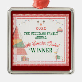 Ornamento De Metal Feriado de Natal Ugly Sweater